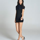 Grace Mesh Mini Black Dress