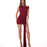 Tina Draped Mini Burgundy Dress