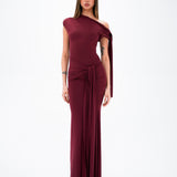 Tiana Twisted Long Burgundy Dress