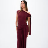 Tiana Twisted Long Burgundy Dress