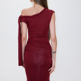 Tiana Twisted Long Burgundy Dress