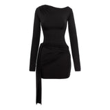 Tina Long-Sleeves Black Mini Dress