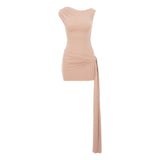 Tina Draped Mini Nude Dress